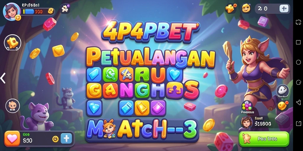 Tampilan aksi seru gameplay Match-3 di 4P4BET.