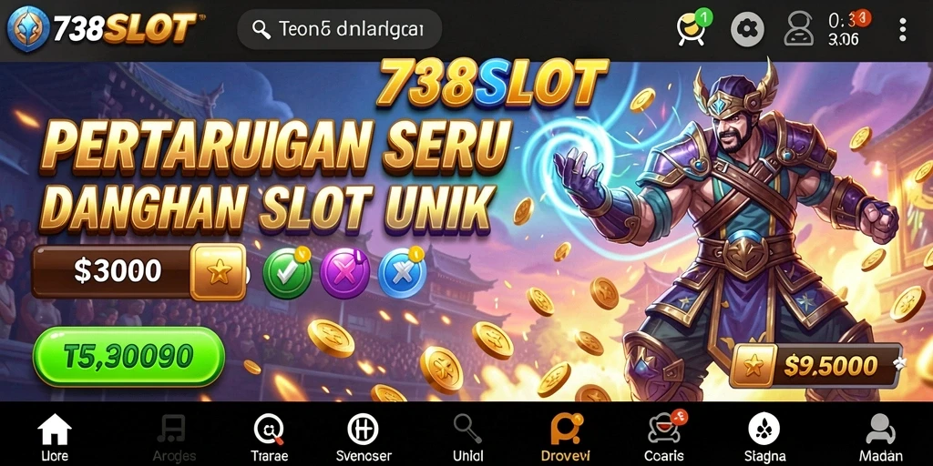 Screenshot gameplay 738SLOT menampilkan aksi pertarungan yang mendebarkan.