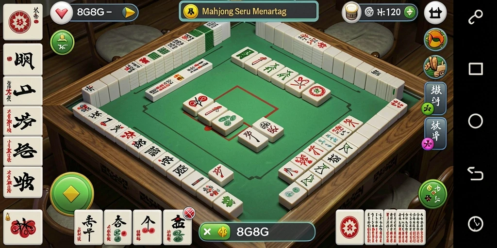 Tampilan gameplay menarik dari 8G8G dengan desain ubin Mahjong.