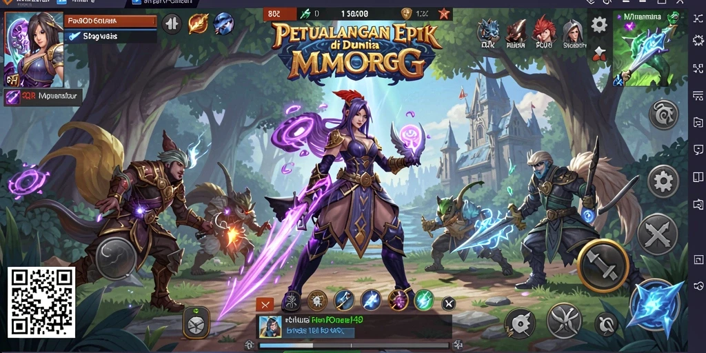 Screenshot menampilkan aksi seru dalam game MMORPG 8QR.