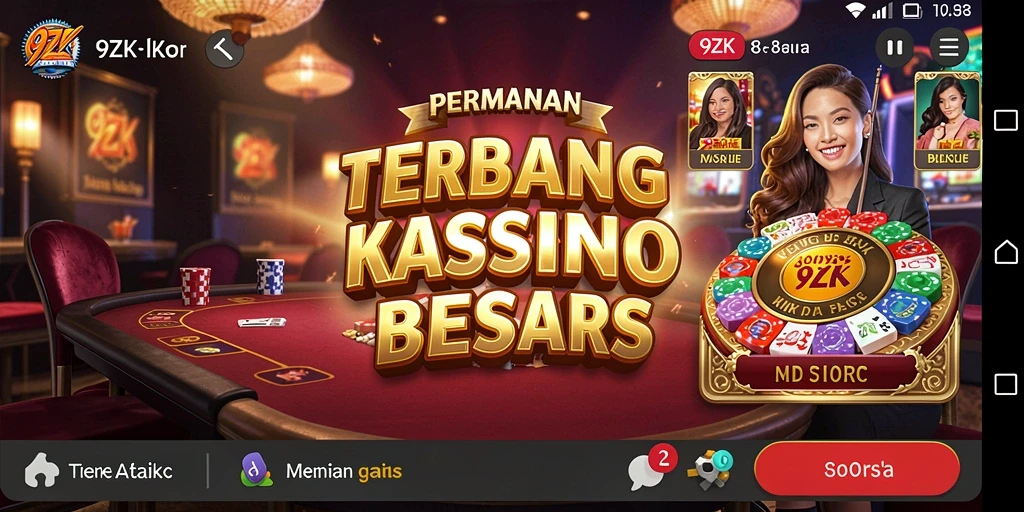 Screenshot gameplay 9ZK menunjukkan keseruan permainan kasino.