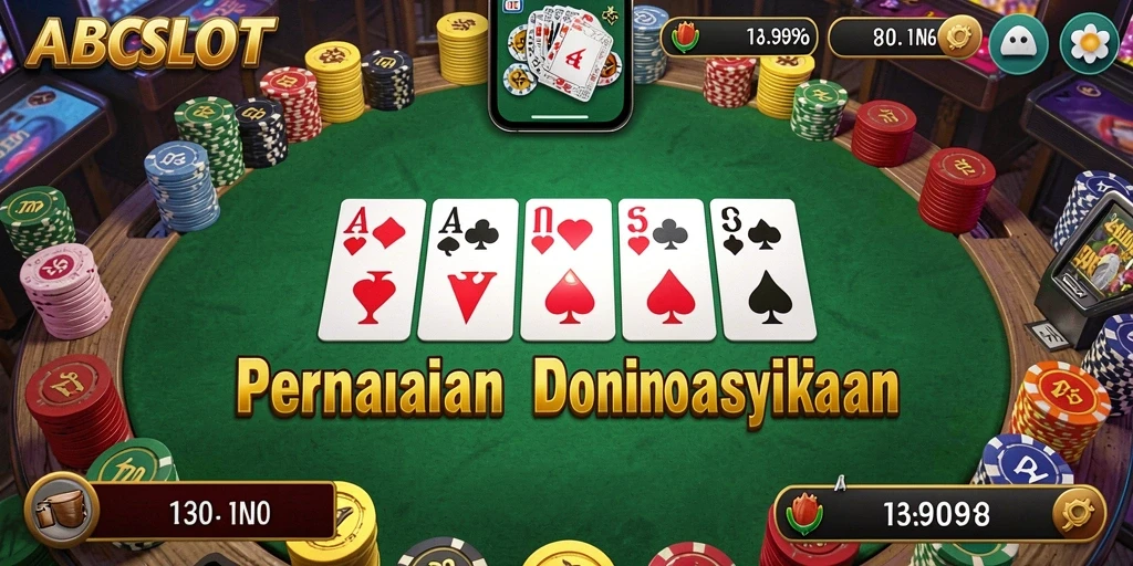 Screenshot gameplay ABCSLOT menunjukkan suasana permainan Domino yang mendebarkan.