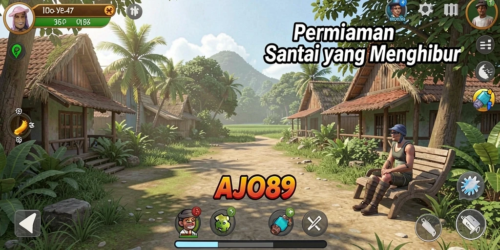 Tampilan gameplay AJO89 yang ceria dan menghibur.