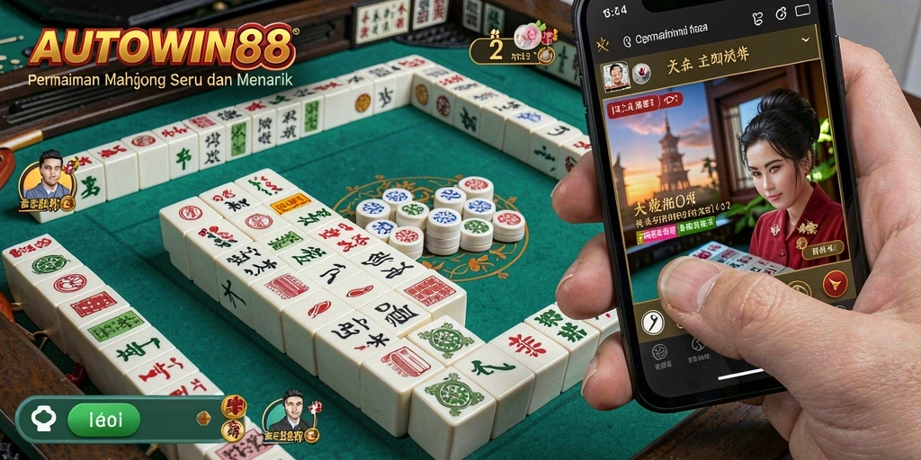 Screenshot gameplay AUTOWIN88 menampilkan aksi seru permainan Mahjong.