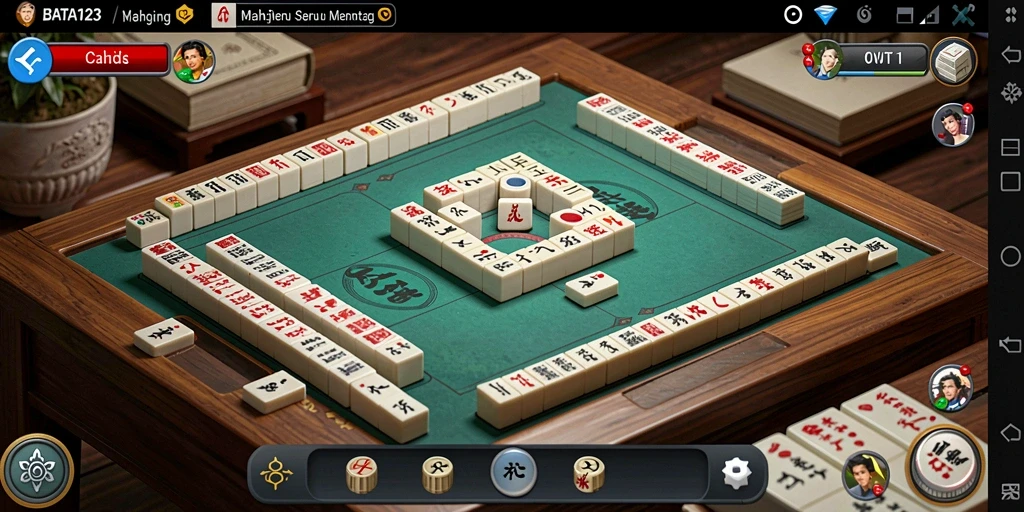 Tampilan gameplay BATA123 dengan ubin Mahjong penuh warna.
