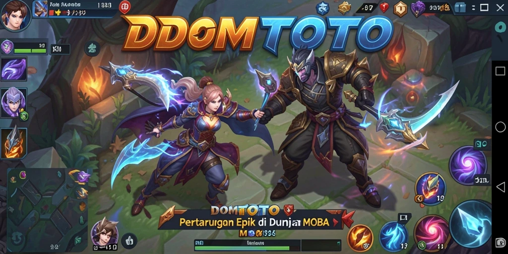 Tangkapan layar pertarungan seru di arena MOBA DOMTOTO.