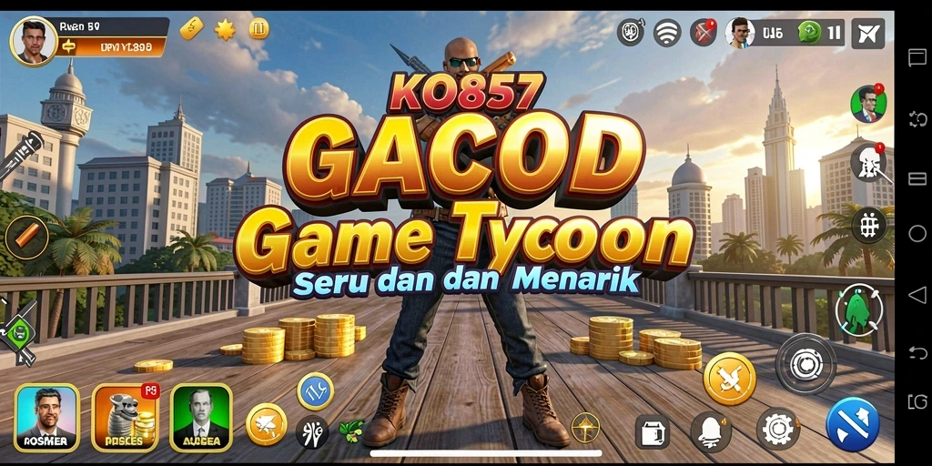 Tangkapan layar dari gameplay KO857 yang menampilkan manajemen bisnis yang seru.