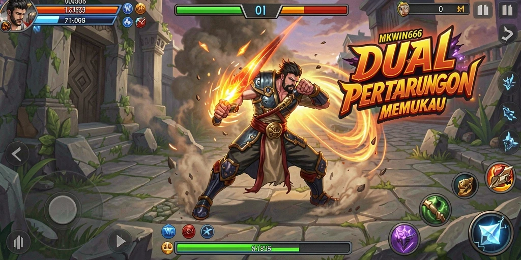 Tangkapan layar menunjukkan duel seru dalam game Fighting.