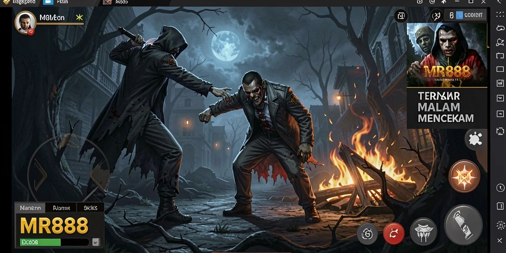 Tangkapan layar gameplay MR888 menunjukkan aksi menegangkan di dunia Horror.