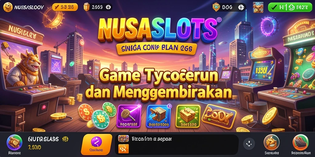 Tampilan gameplay menarik NUSASLOTS dengan mesin slot berwarna-warni.