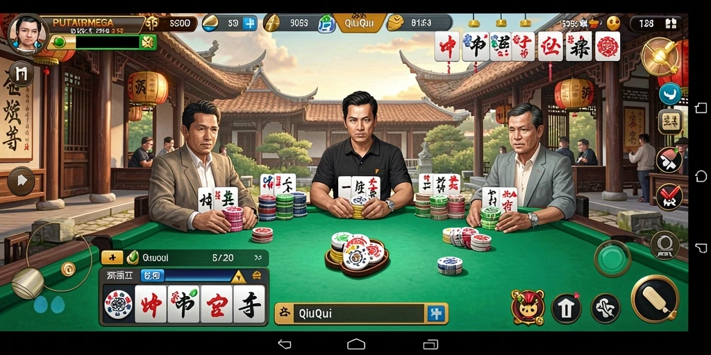 Tampilan gameplay seru dalam PUTARMEGA dengan aksi QiuQiu yang menarik.