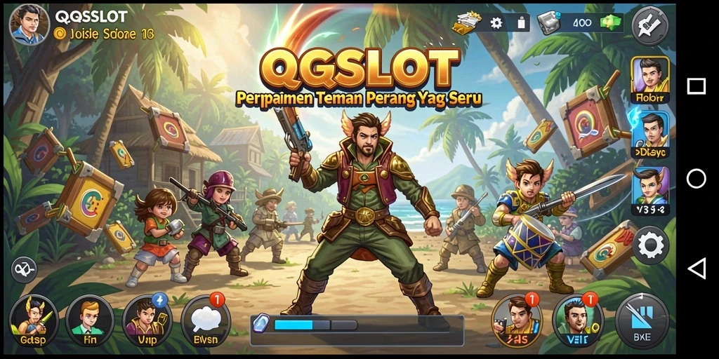 Screenshot utama QQSLOT menampilkan aksi seru dalam gameplay TPS.