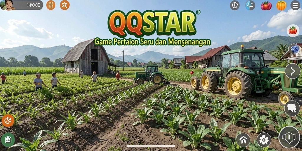 Tangkapan layar gameplay QQSTAR yang menunjukkan aktivitas bertani yang menyenangkan.