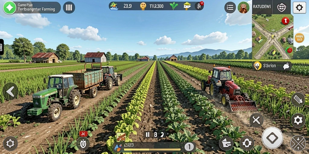 Gameplay menawan di RATUDEWI dengan lahan pertanian yang subur.