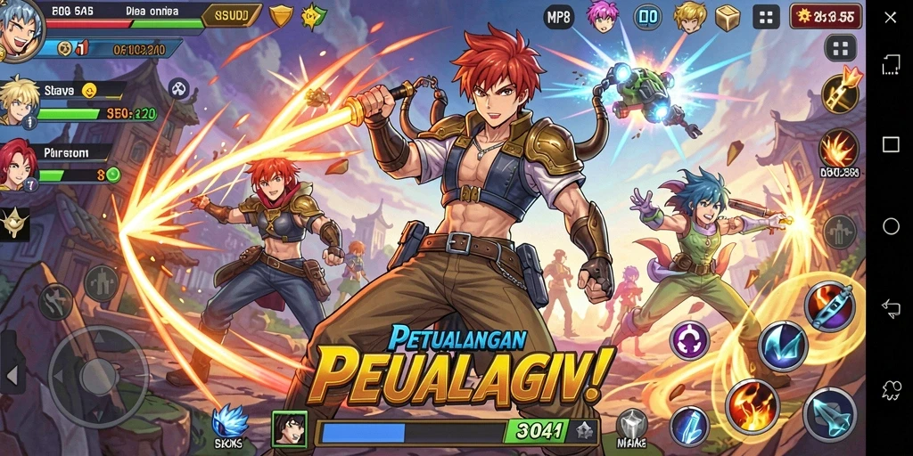 Screenshot gameplay RP8 menunjukkan grafik menakjubkan dan pertempuran epik.
