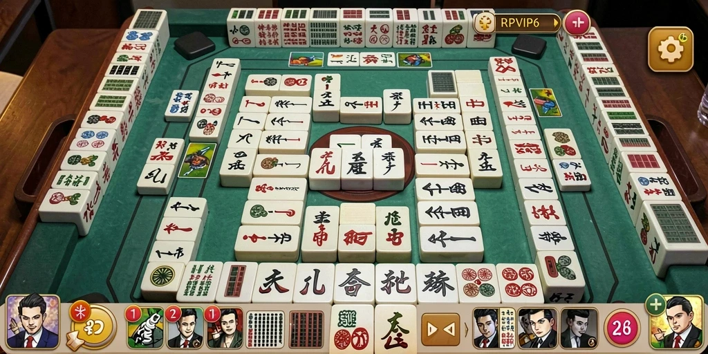Screenshot RPVIP6 menampilkan gameplay Mahjong yang mendebarkan.