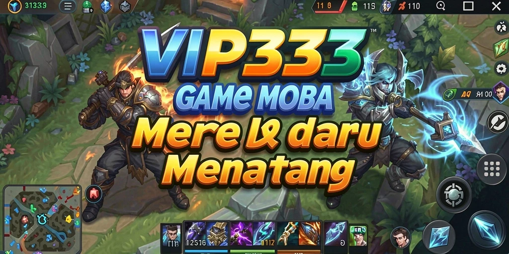 Screenshot gameplay VIP333 menampilkan pertempuran intens dalam arena MOBA.