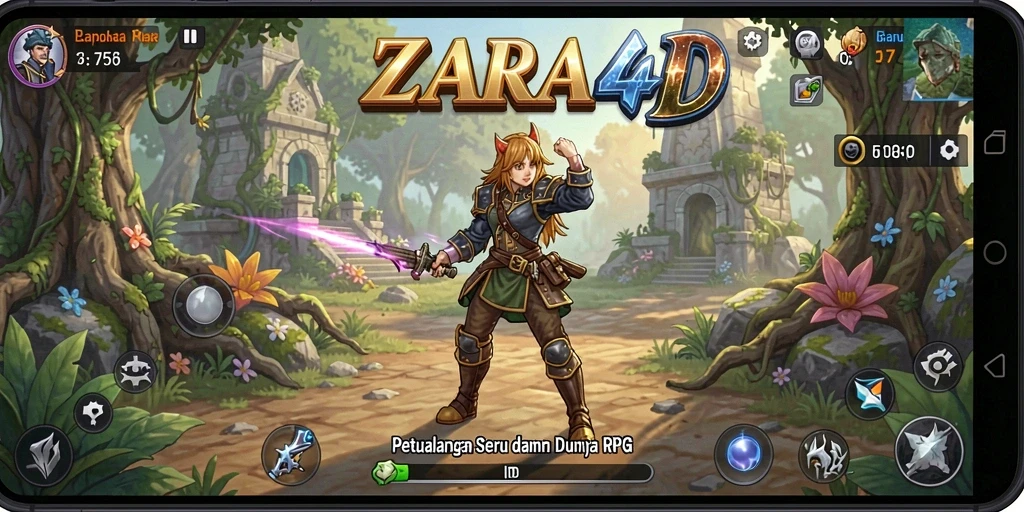 Screenshot ZARA4D menampilkan aksi pertempuran yang epik dan karakter yang mendetail.