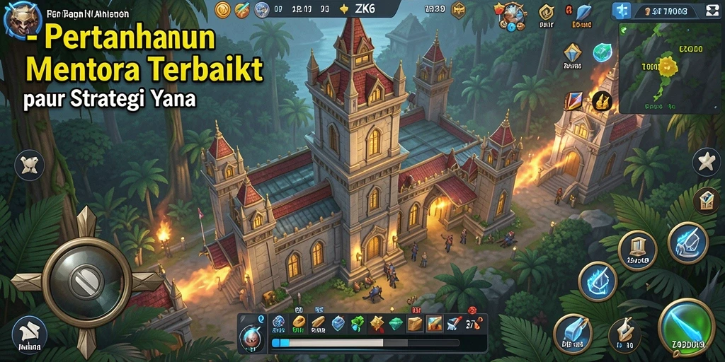 Screenshot ZK6 menampilkan aksi menara pertahanan dalam menghentikan musuh.